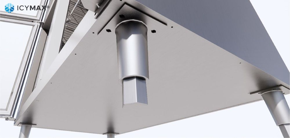 Chân tăng chỉnh cao 150mm cho phép điều chỉnh độ cao để cân bằng tủ trên nhiều mặt sàn khác nhau
