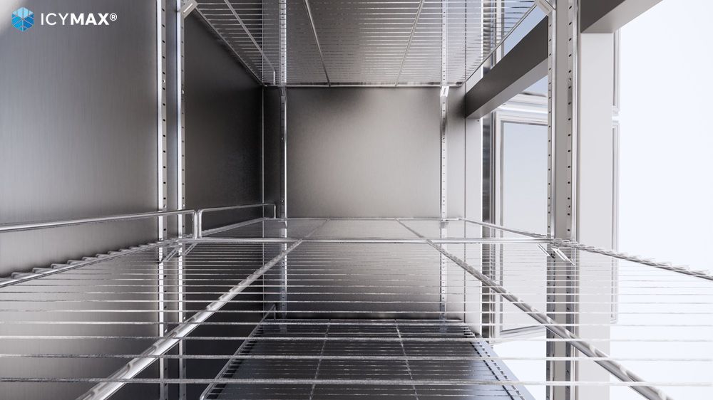 Hệ thống nan giá inox chắc chắn, bền bỉ, dễ vệ sinh, đáp ứng tiêu chuẩn an toàn thực phẩm