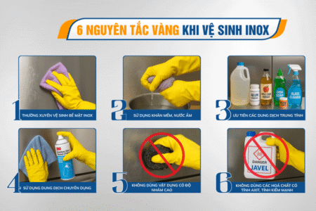 Hướng dẫn vệ sinh inox đúng cách – Giải pháp giữ bề mặt inox sáng bóng, ngăn ngừa han gỉ hiệu quả