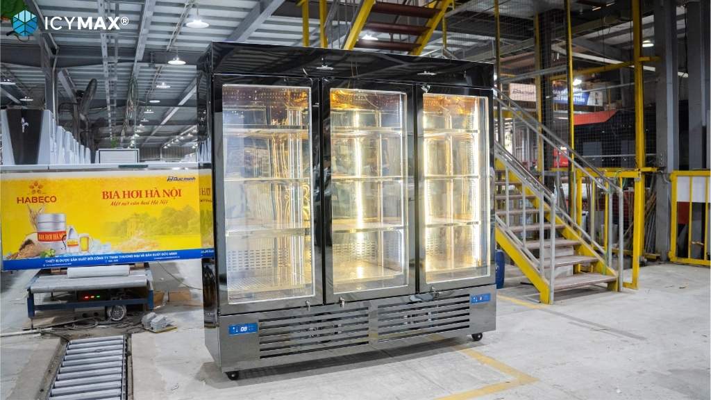 Tủ bảo quản rượu vang 3 cánh kính Icymax
